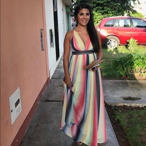 Multicolor rainbow long dress
